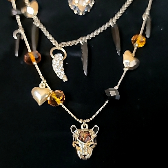 Vintage BETSEY JOHNSON Hollywood Glam Collection Layered Tiger Theme Necklace. - Picture 7 of 10